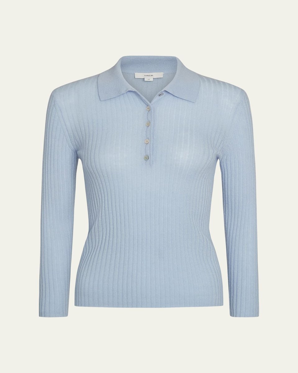 Long-Sleeve Wool Henley Top